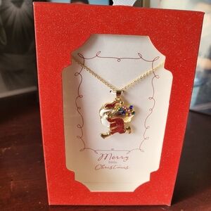 "Merry Little Christmas " Santa Clause Necklace